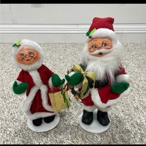 Annalee Festive Holiday Christmas Figurines/Dolls - Santa & Mrs. Clause - EUC!